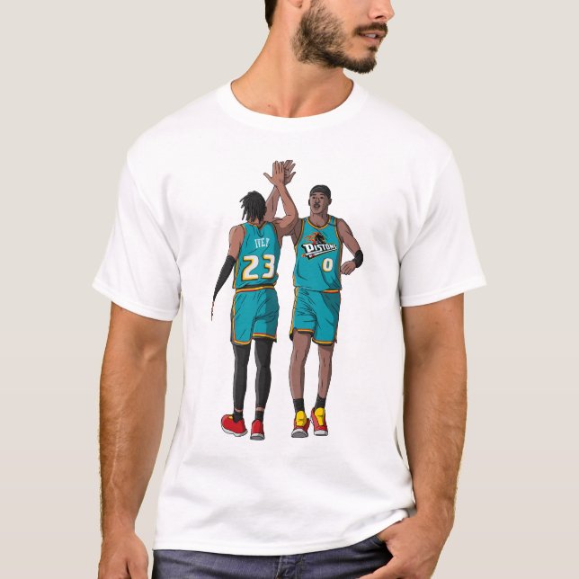 Jaden Ivey und Jalen Duren - Detroit Basketball T-Shirt (Vorderseite)