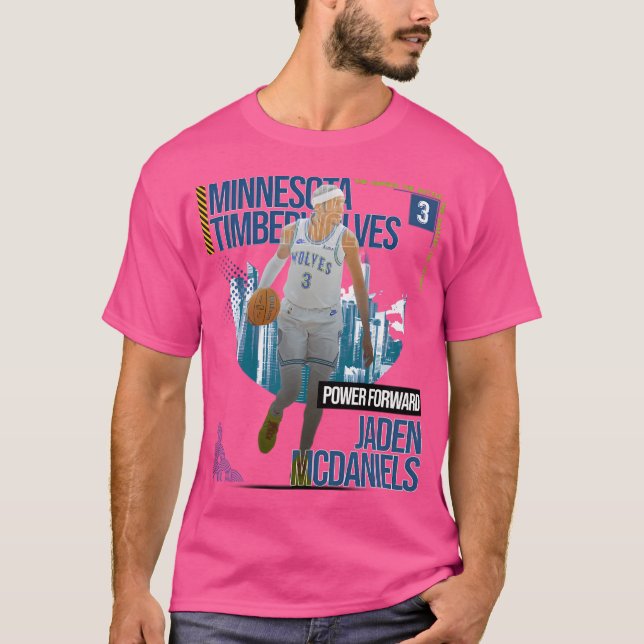 Jaden Mcdaniels Basketball Art Timberwolve 1 T-Shirt (Vorderseite)