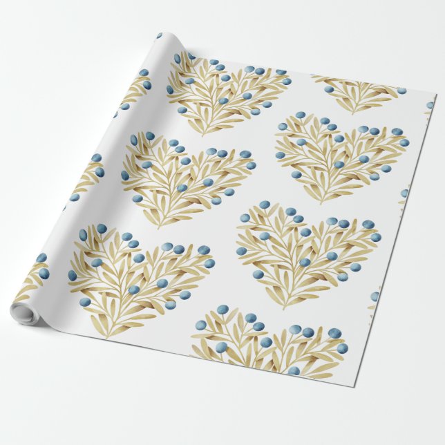 J'adore. Adore Fall. Herbstlaube und Blaubeeren Geschenkpapier (Ungerollt)