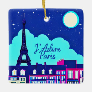 J'adore Paris - Fantasy Paris Unter dem Vollmond Keramikornament