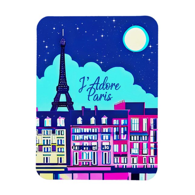 J'adore Paris - Fantasy Paris Unter dem Vollmond Magnet (Vertikal)