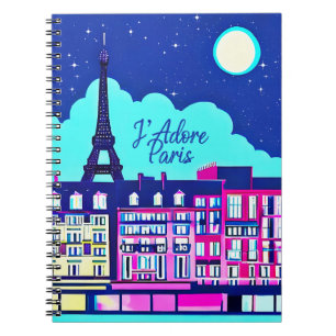 J'adore Paris - Fantasy Paris Unter dem Vollmond Notizblock