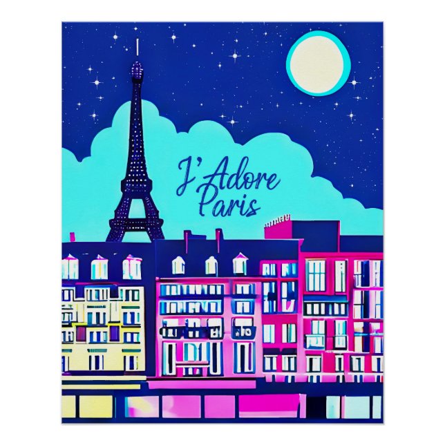 J'adore Paris - Fantasy Paris Unter dem Vollmond Poster (Vorderseite)