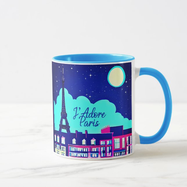 J'adore Paris - Fantasy Paris Unter dem Vollmond Tasse (Rechts)