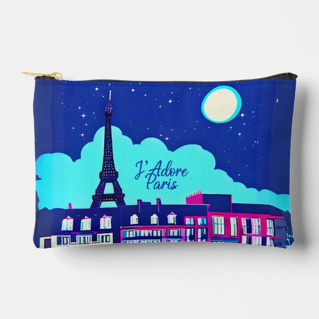 J'adore Paris - Fantasy Paris Unter dem Vollmond Zubehörtasche (Vorderseite)