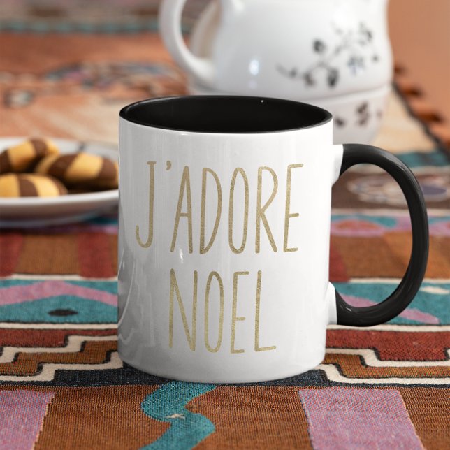 J'adore Weihnachten Gold und Schwarz Minimalistisc Tasse (Von Creator hochgeladen)