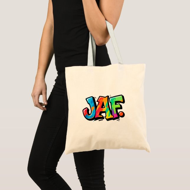 JAF-Graffiti-Stil - bunte urbane Kunsttypografie Tragetasche (Vorderseite (Produkt))