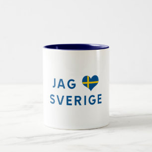 Jag älskar Sverige - I love Sweden Zweifarbige Tasse