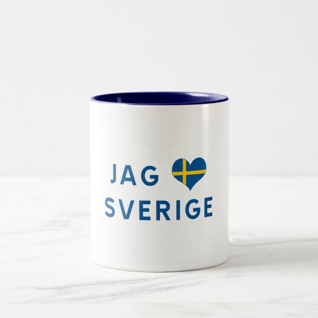 Jag älskar Sverige - I love Sweden Zweifarbige Tasse (Mittel)