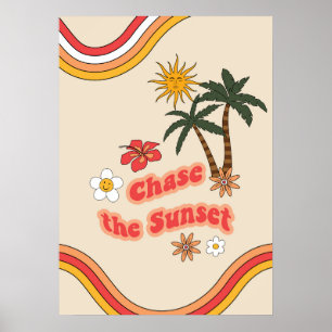 Jag den Sonnenuntergang groovy retro Poster