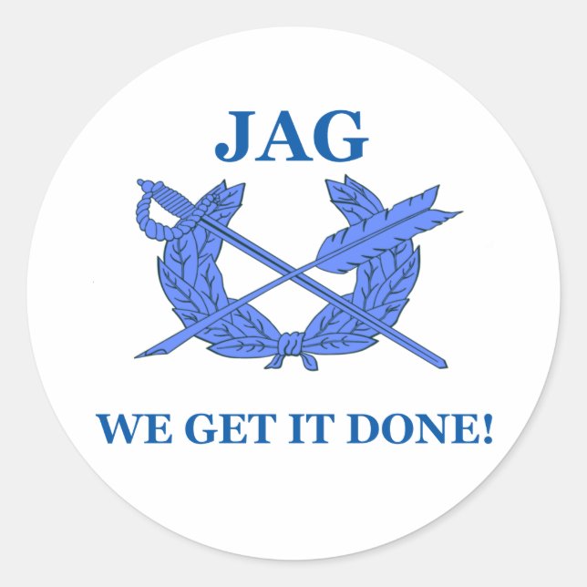 Jag wir machen es fertig runder aufkleber (Vorderseite)