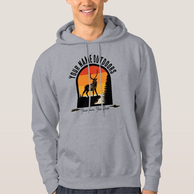 Jagd ADD NAME Außerhalb des Elk Wilderness Camp Hoodie (Vorderseite)