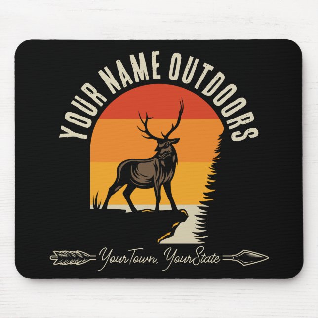 Jagd ADD NAME Außerhalb des Elk Wilderness Camp Mousepad (Vorne)