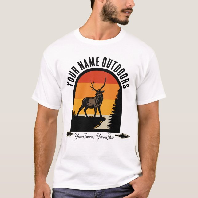 Jagd ADD NAME Außerhalb des Elk Wilderness Camp T-Shirt (Vorderseite)