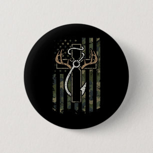 Jagd Angeln Glaube - Christlicher Jäger Angler Button