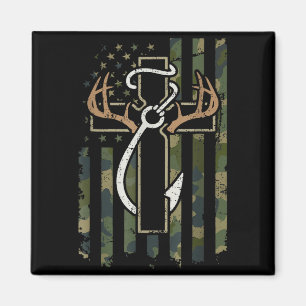 Jagd Angeln Glaube Hirsch Geweihe Kreuz Haken Chri Magnet