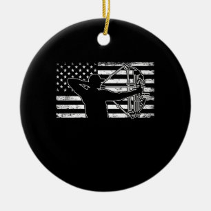 Jagd Archer American Flag Bowhill Huter Keramik Ornament