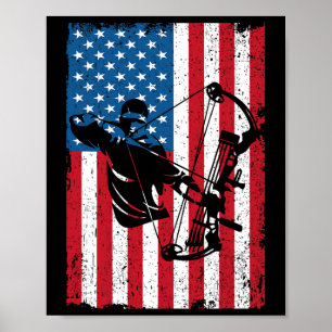 Jagd Archer American Flag Bowhunting Bowhunter Poster