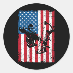 Jagd Archer American Flag Bowhunting Bowhunter Runder Aufkleber