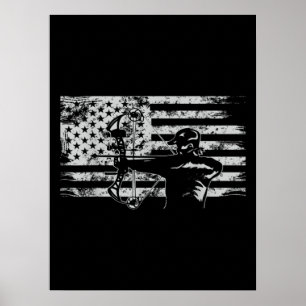 Jagd Archer American Flag Bowhunting Jagen Poster