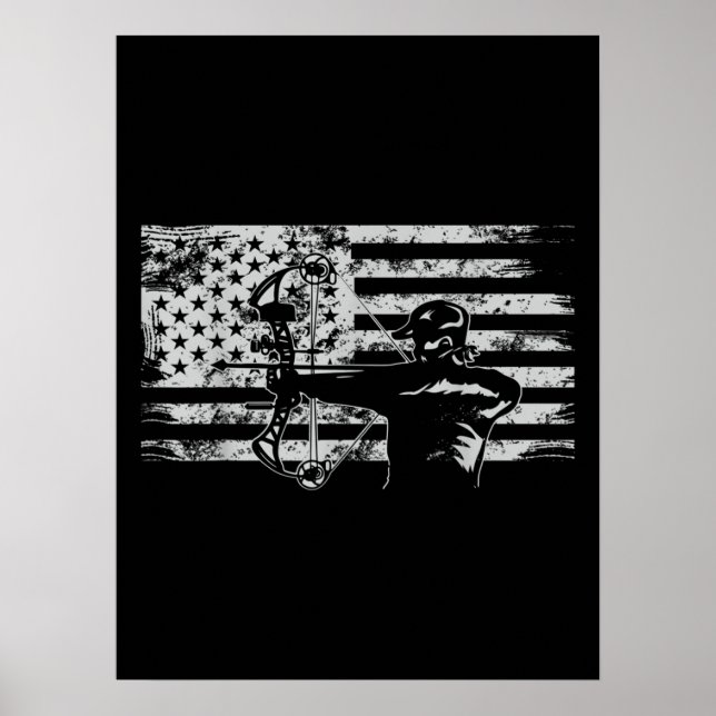 Jagd Archer American Flag Bowhunting Jagen Poster (Vorne)