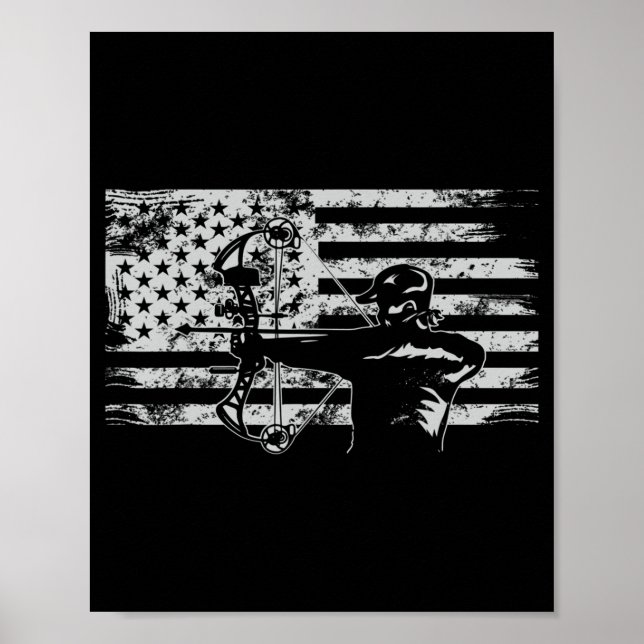 Jagd Archer Amerikanische Flagge Bowhing Junter Me Poster (Vorne)