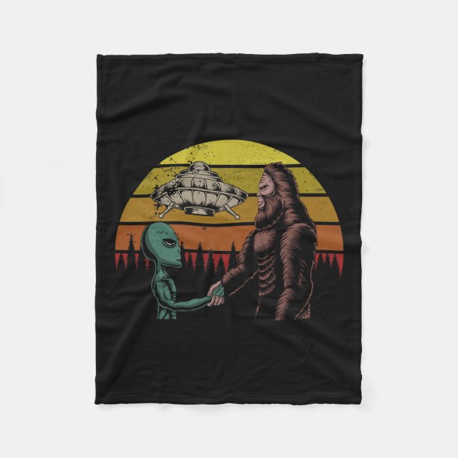 Jagd auf Alien und Bigfoot Sasquatch Fleecedecke (Vorderseite)