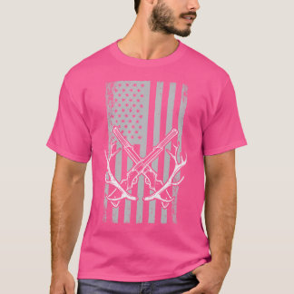 Jagd auf die amerikanische Flagge Hirschjäger Rifl T-Shirt
