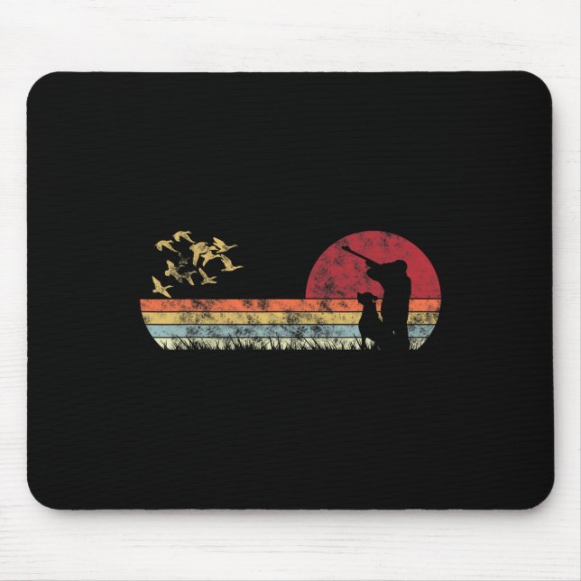 Jagd auf Enten mit Hunde im Retro-Stil Mousepad (Vorne)
