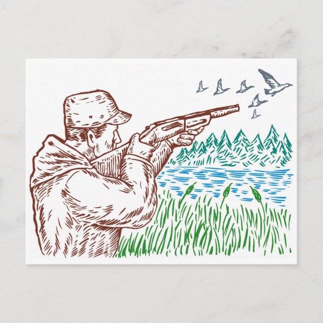 Jagd auf Entenvögel mit Jagdgewehr Postkarte (Vorderseite)