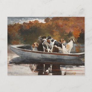 Jagd auf Hunde im Boot durch Winslow Homer Postkarte