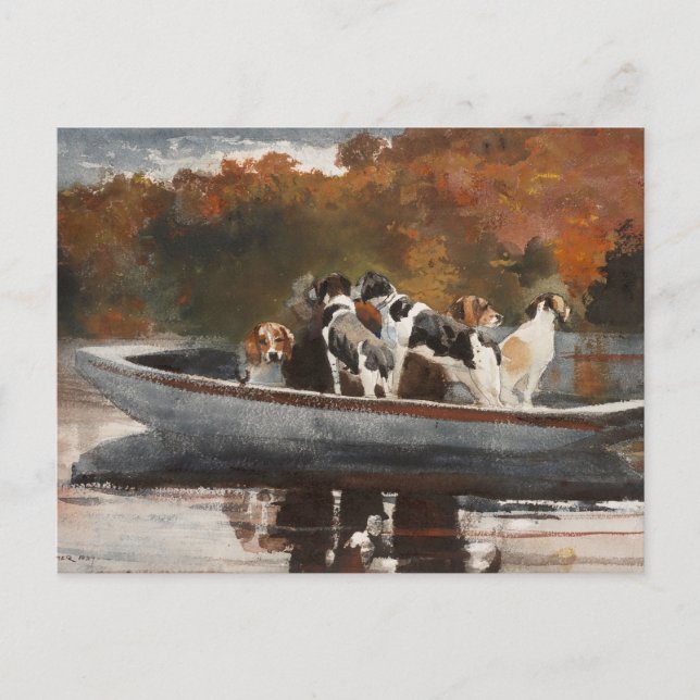Jagd auf Hunde im Boot durch Winslow Homer Postkarte (Vorderseite)