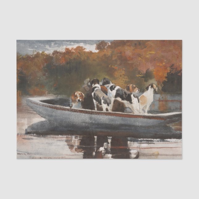 Jagd auf Hunde im Boot durch Winslow Homer Seidenpapier (Vorderseite)