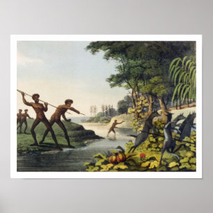 Jagd auf Kangaroo, Aborigines in New South Wale Poster