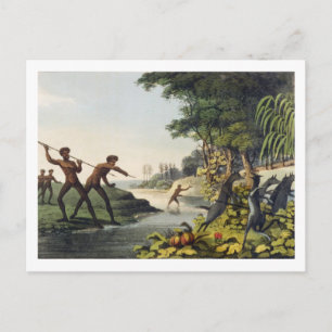 Jagd auf Kangaroo, Aborigines in New South Wale Postkarte