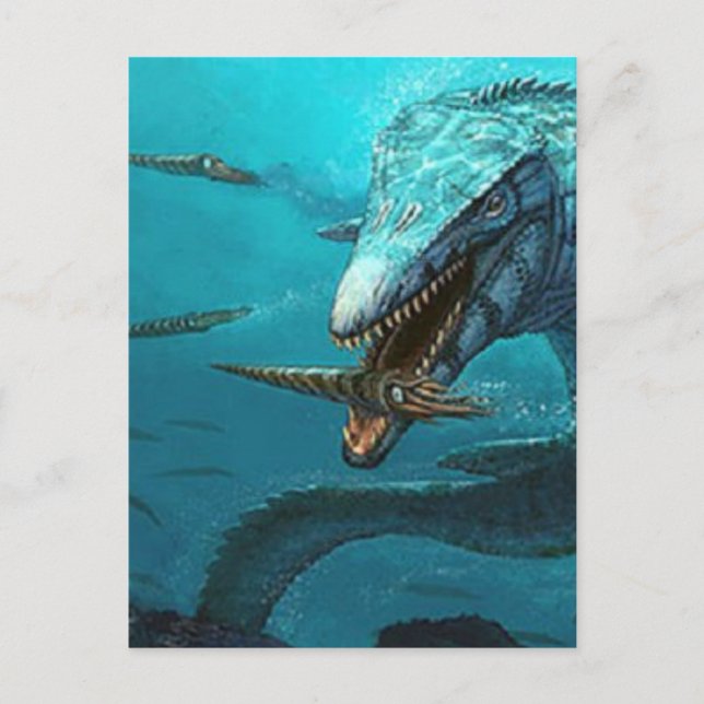 Jagd auf Mosasaurus Postkarte (Vorderseite)