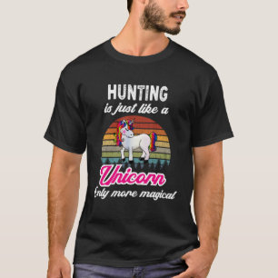 Jagd auf Retro-Einhorn Vintage-Sonnenuntergang T-Shirt