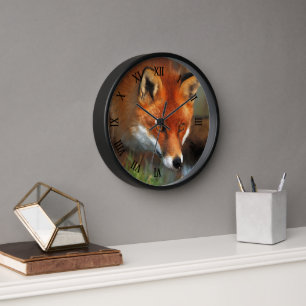 Jagd auf Rotfuchs Ölmalerei Kunst Uhr