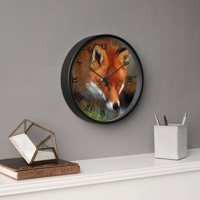 Jagd auf Rotfuchs Ölmalerei Kunst Uhr (Büro)