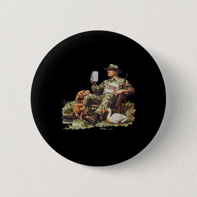 Jagd auf Trump Camouflage Funny Duck Jagdsaison Button (Vorderseite)