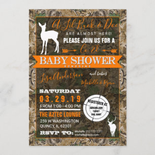 Jagd Camouflage Co-Ed Baby Shower Buck and Doe Einladung