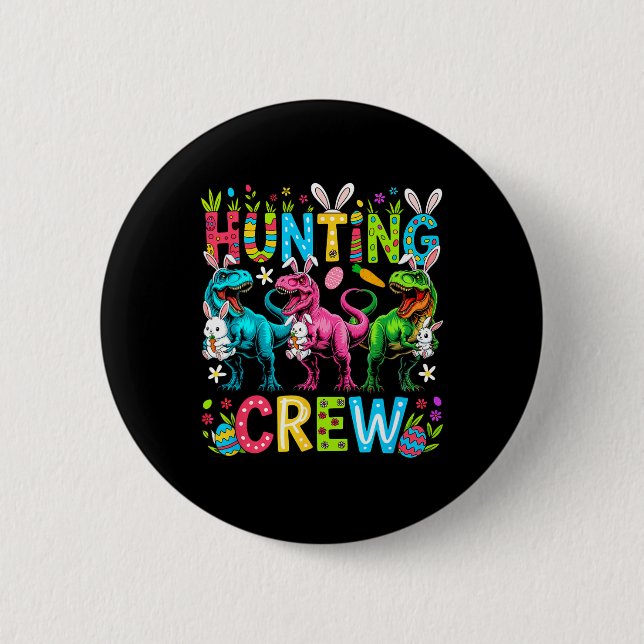 Jagd-Crew Ostern Drei süße Hasen T-Rexe Hun Button (Vorderseite)