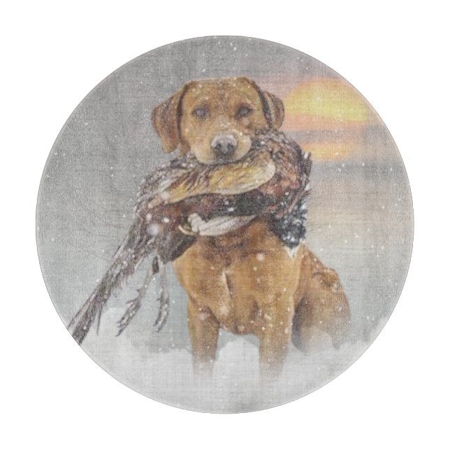 Jagd Fasan im Winter Wandteppich Plexiglas Schneidebrett (Vorderseite)
