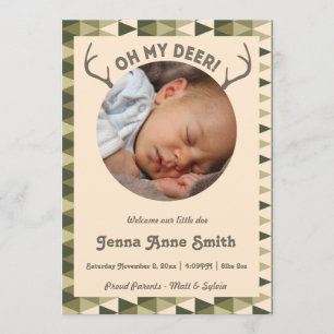 Jagd-Geburts-Geweih-Mitteilungsmädchen oder -junge Ankündigung