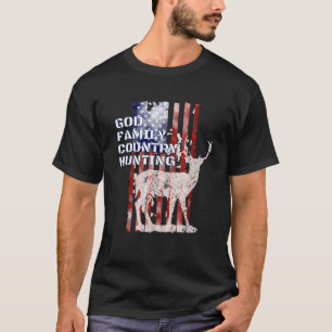 Jagd Gott Familie Hirschflagge Patriotisch T-Shirt
