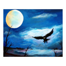 Jagd Hawk Night Moon