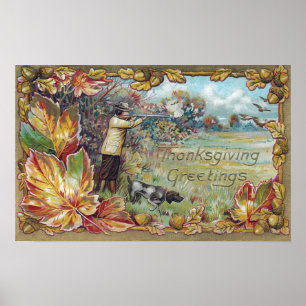 Jagd im Herbst Vintager Erntedank Poster