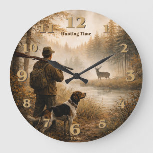 Jagd im Nebel Große Wanduhr