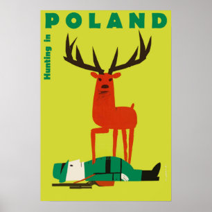 Jagd in Polen, Vintages Reiseplakat Poster