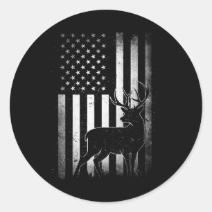 Jagd Jäger Hirsche US-amerikanische Fahne Camoufla Runder Aufkleber